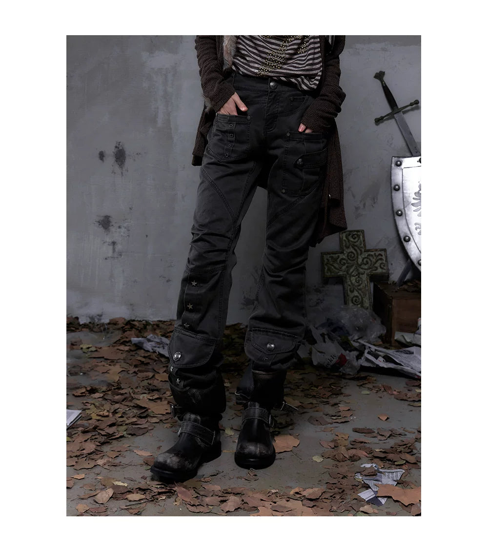 Wrinkle Washed Flare Suede Pants