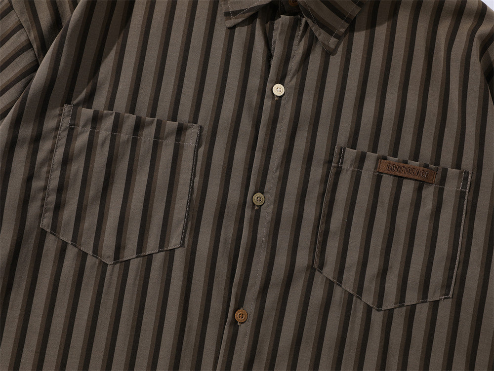 Camicia a righe retrò con 2 tasche