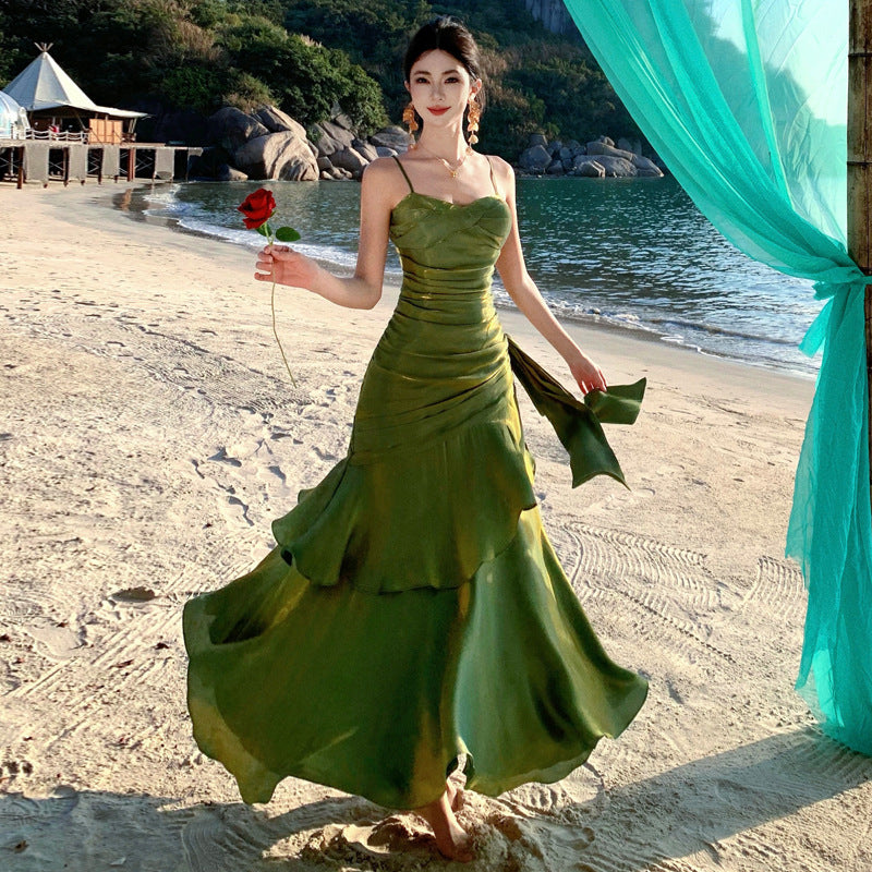 French Elegant Ruffles Sling Mermaid Prom Dress - MADXMARX