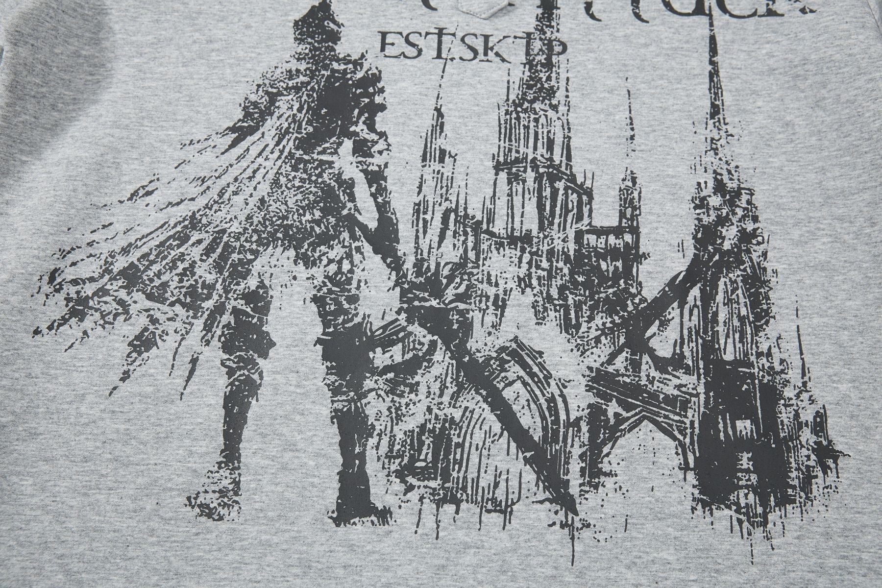 High-Neck Knight Graphic Short Sleeve Polo Shirt
