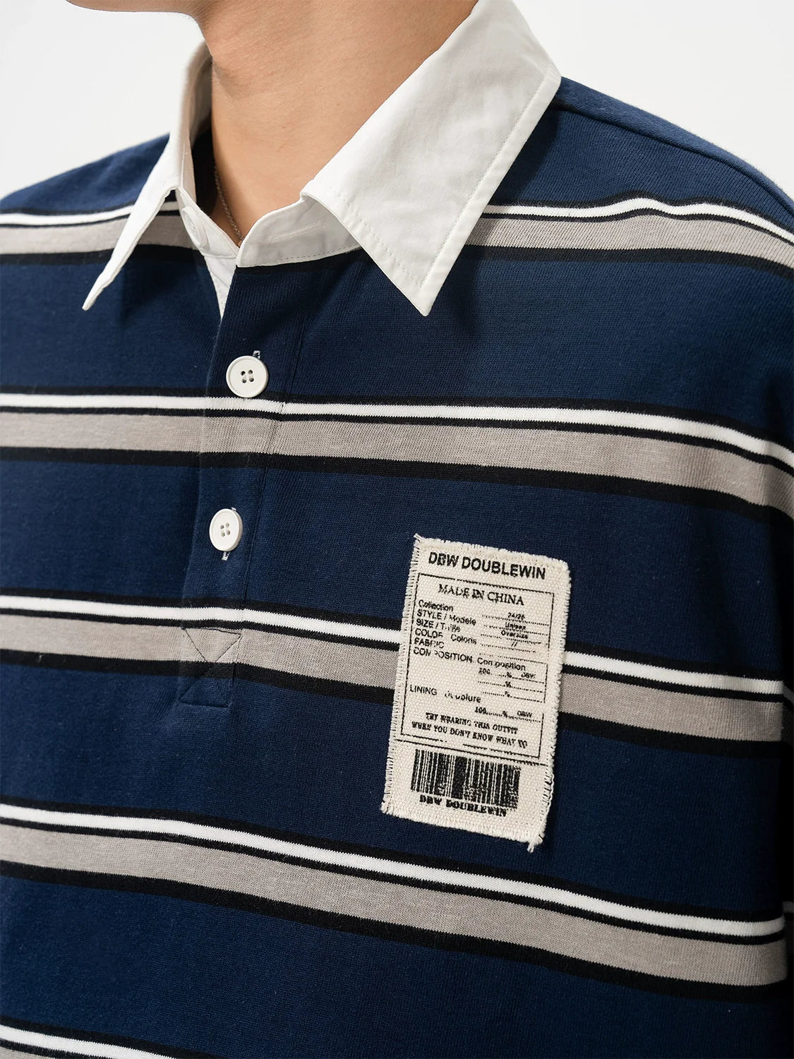 Colorblock Stripe Long Sleeve Polo Shirt