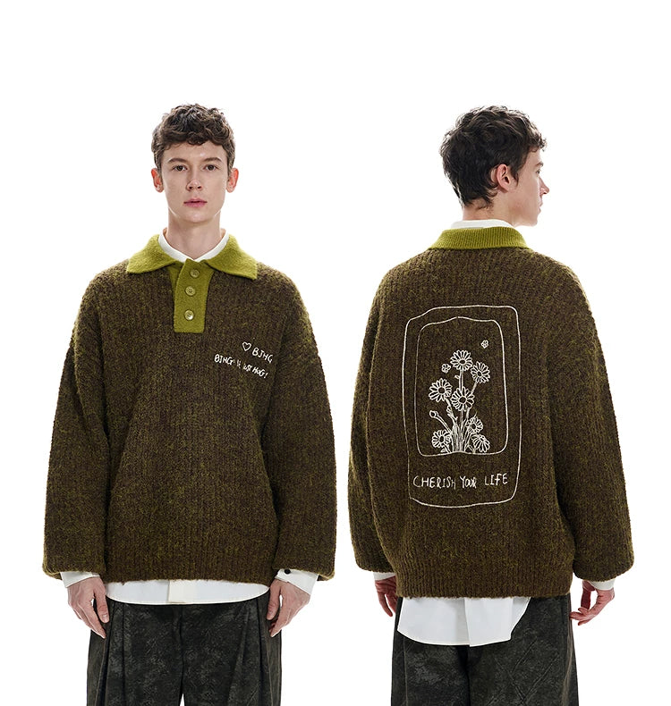 Pullover Polo Knit Sweater