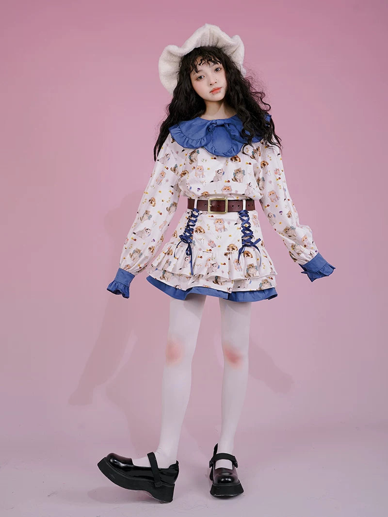 Flower Print Bow Skirt Na8271-K