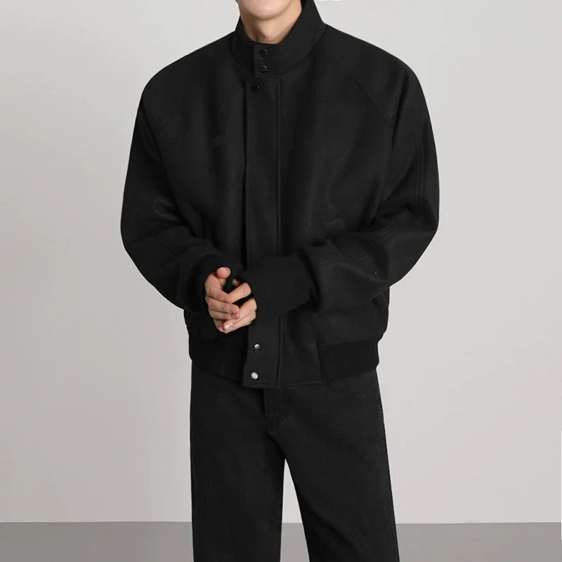 Stand Neck Woolen Short Jacket