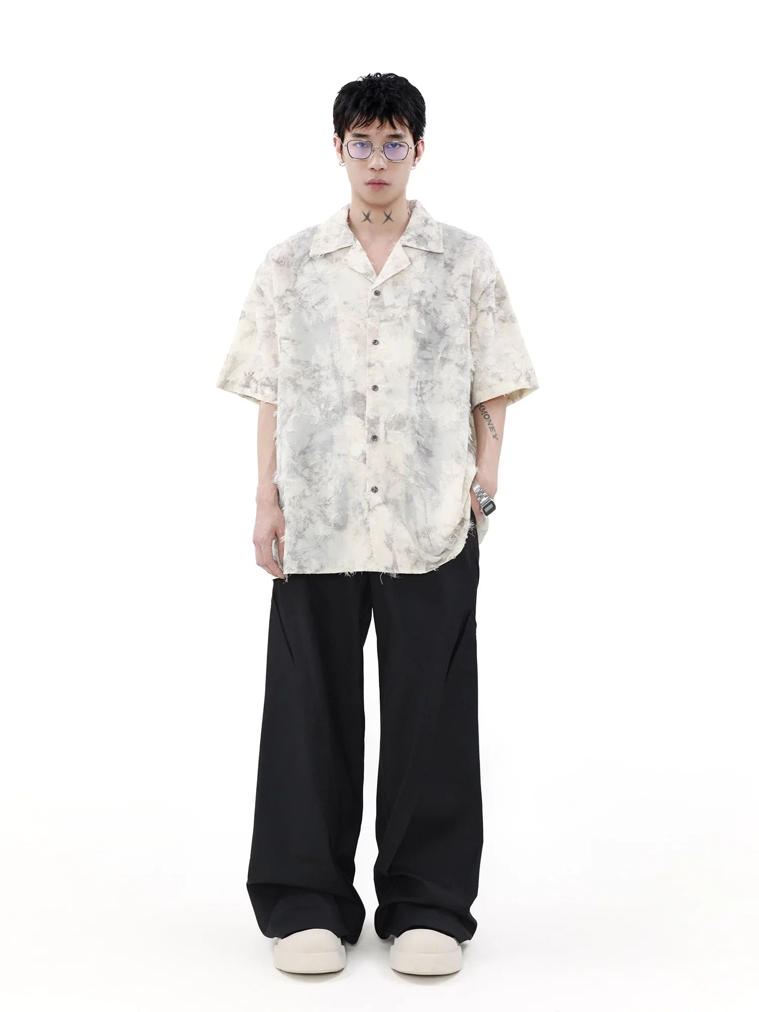 Oversize Fringed Short Sleeve Shirt