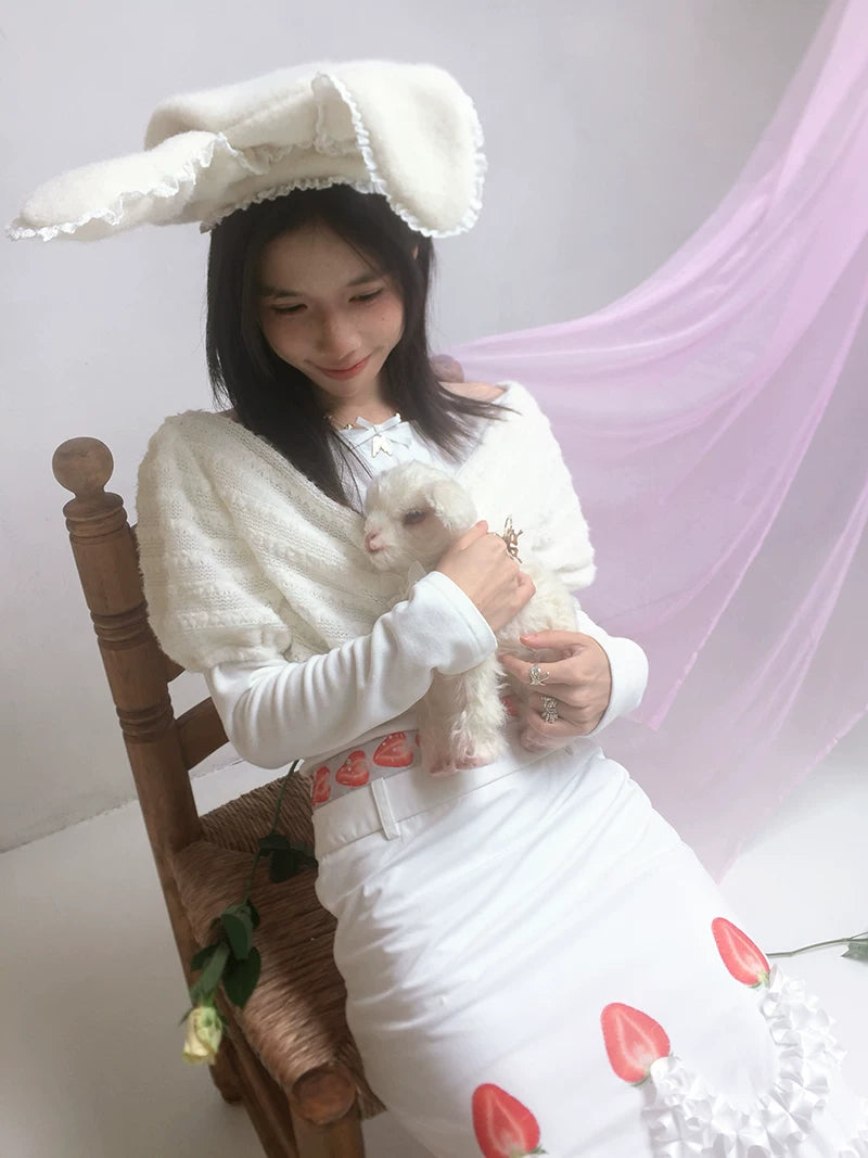 Wire Bunny Ear Lace Beret Hat