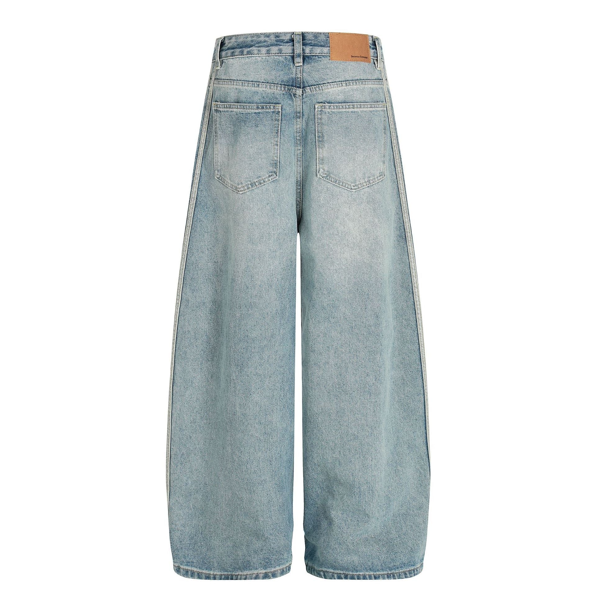 Washed Side Stripe Curved Denim Jeans