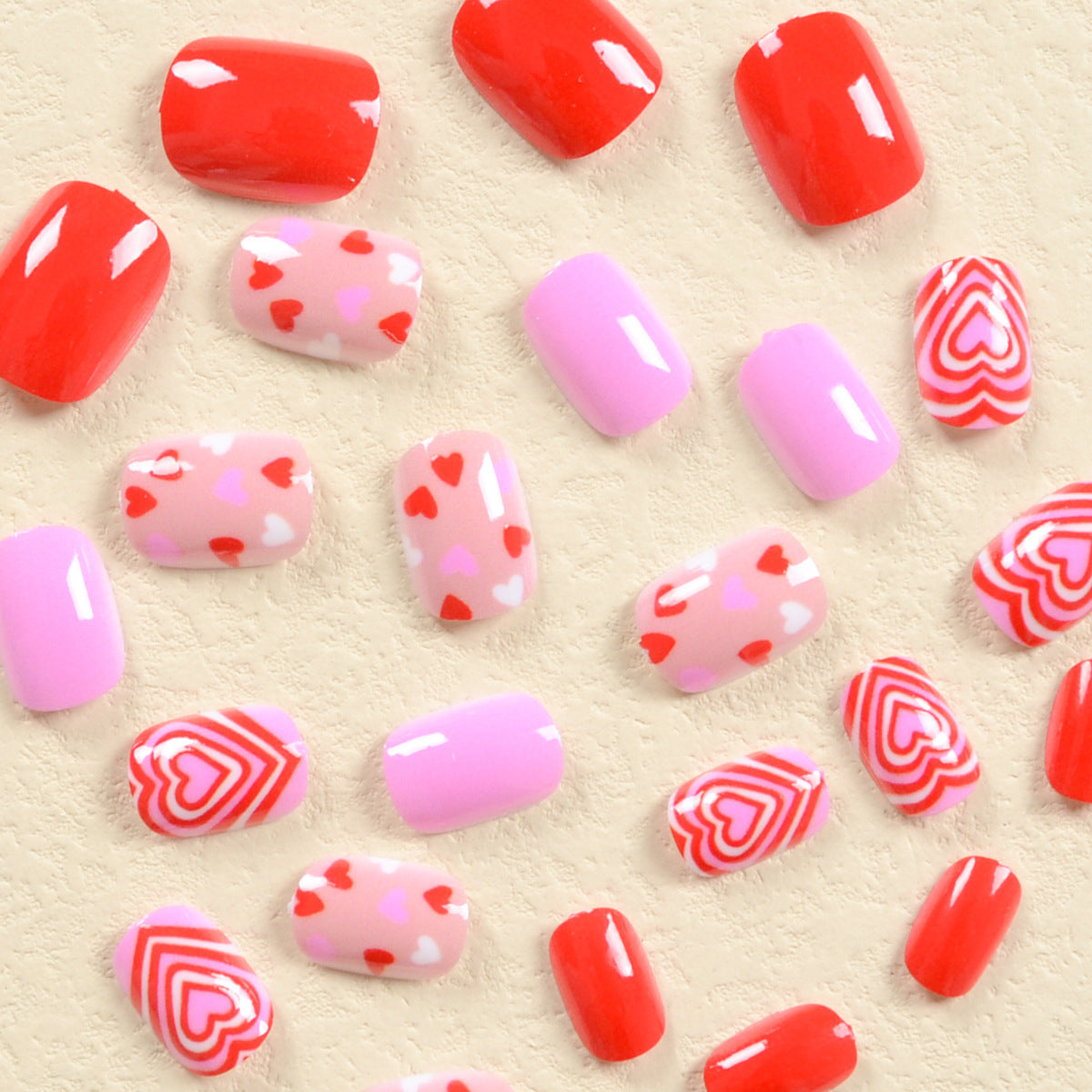 Europe and the United States Wear Nails Valentine's Day Series Wear Nail Art Love Flashing Hot Girl Wind Fake Nails Nail Pieces Finished Products Wholesale