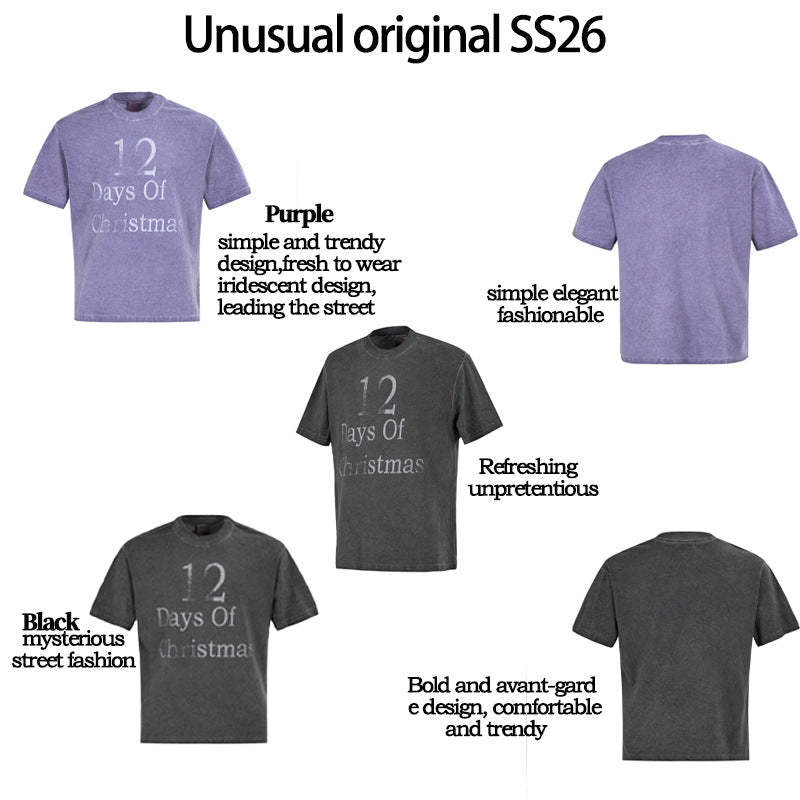Washed Letter Print Oversize Short Sleeve T-Shirt
