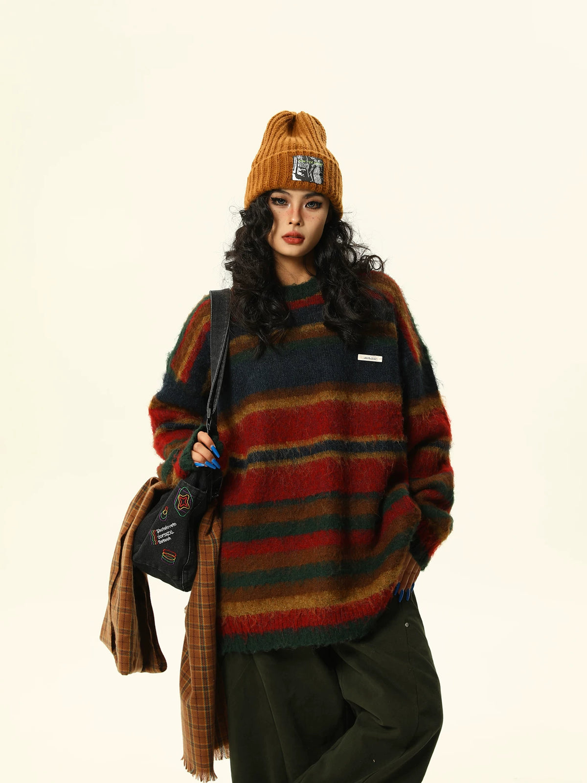 Retro Contrasting Knit Sweater
