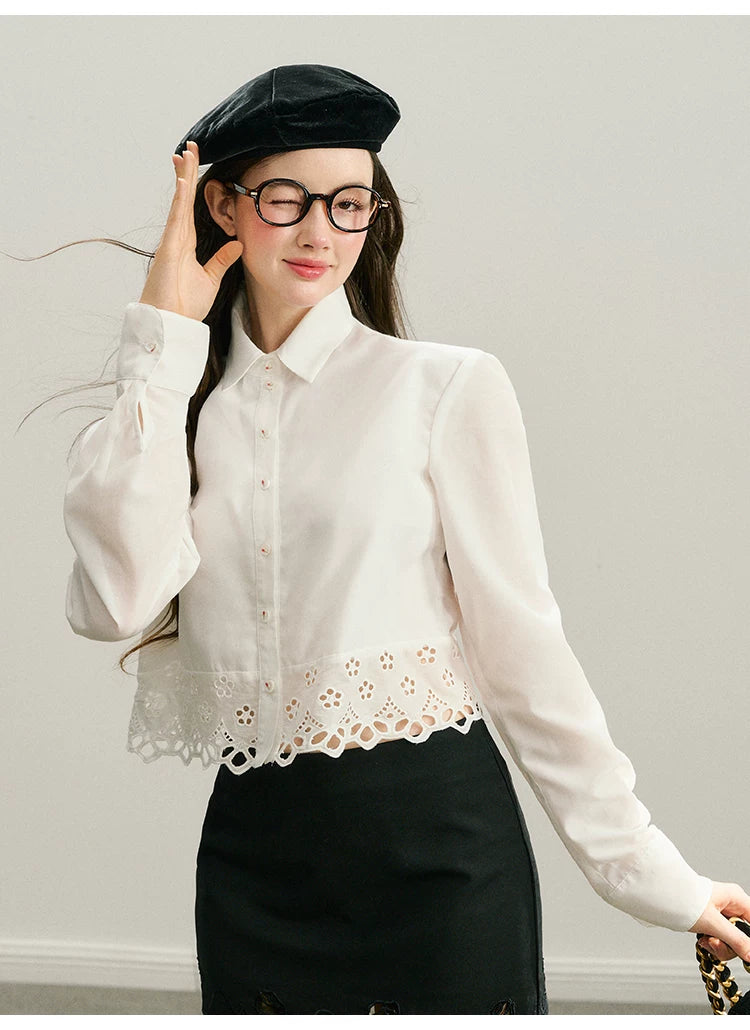 Lace Long Sleeve Shirt & Lace Short Skirt Setup