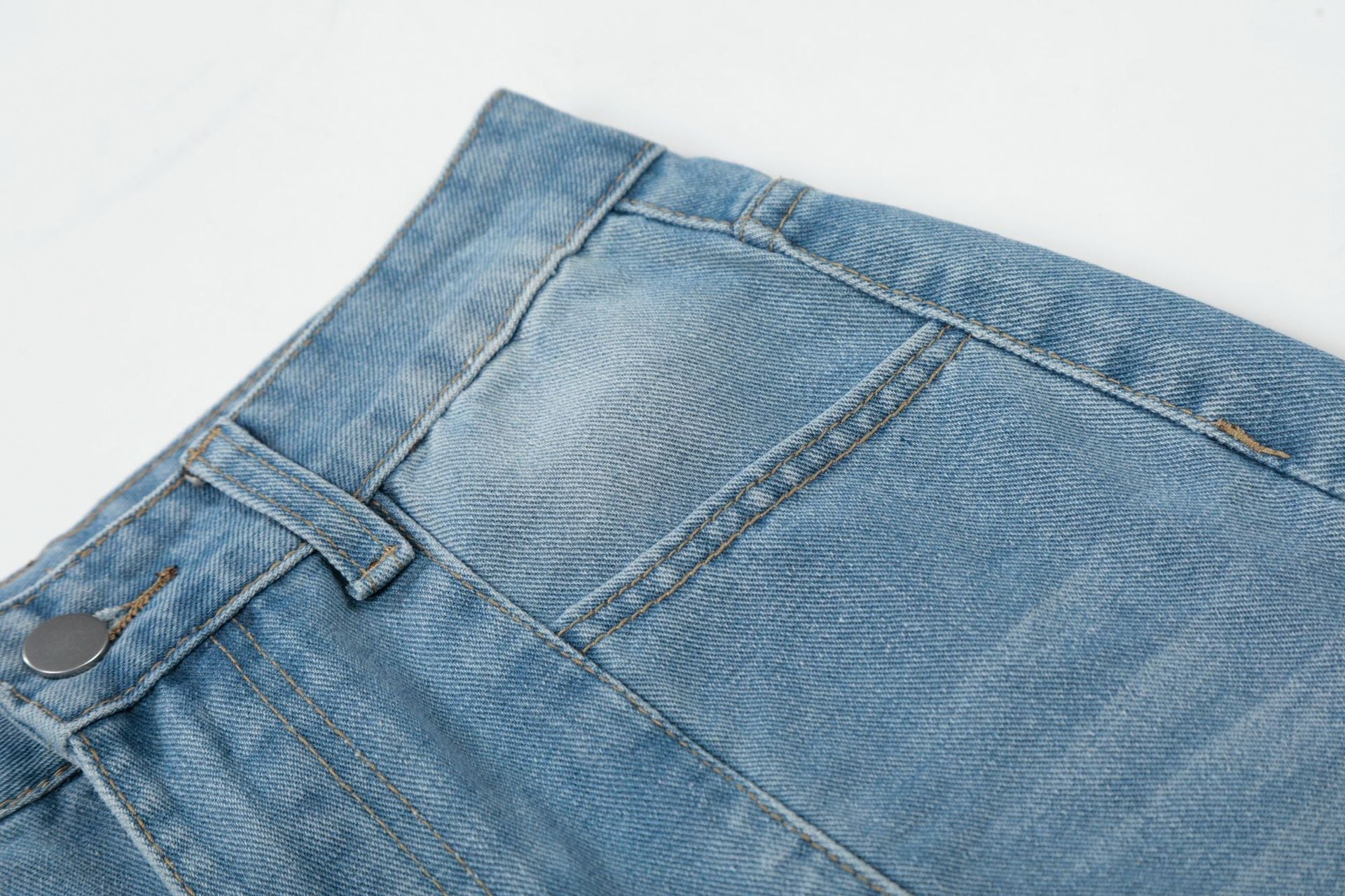 Washed Letter Print Wide Leg Denim Jeans