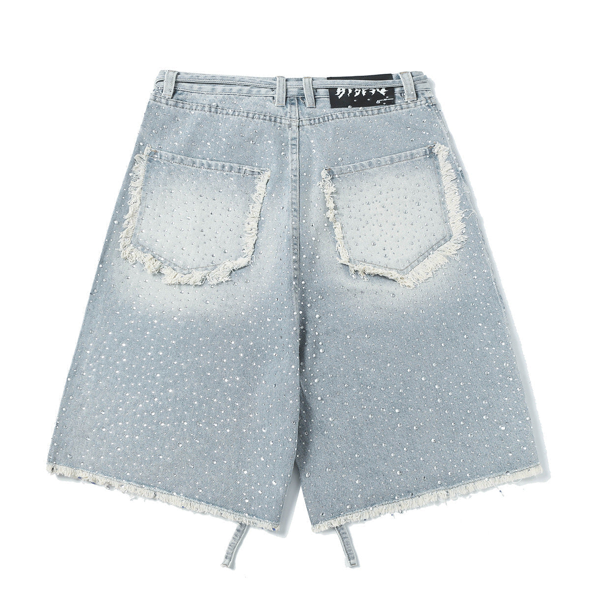 Fringe Rhinestone Wide Leg Jort