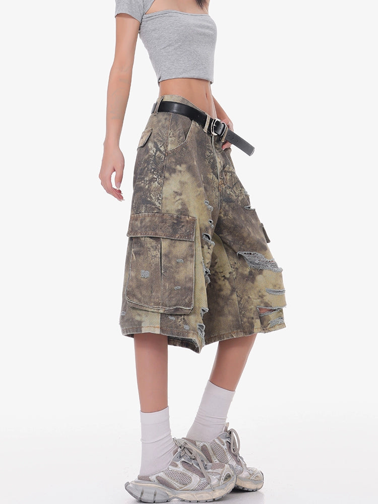 Wasteland N'Blue Cropped Wide-leg Jort