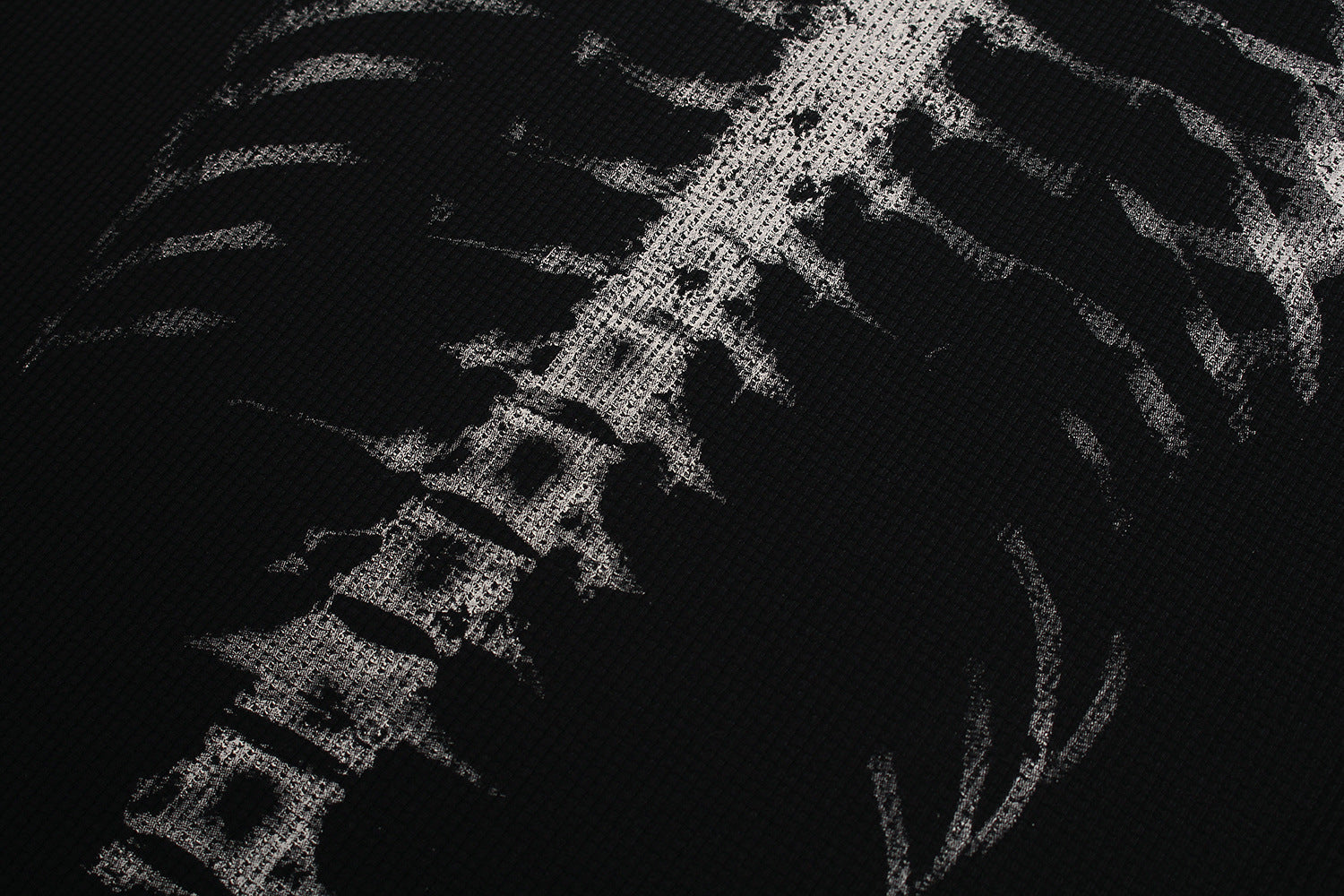 Skeleton Print Waffle Long Sleeve T-Shirt