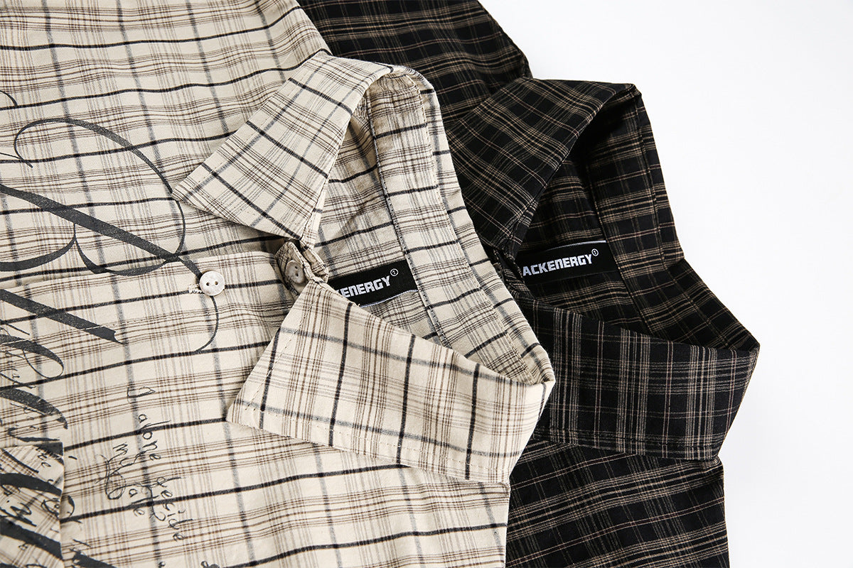 Plaid Letter Print Long Sleeve Shirt