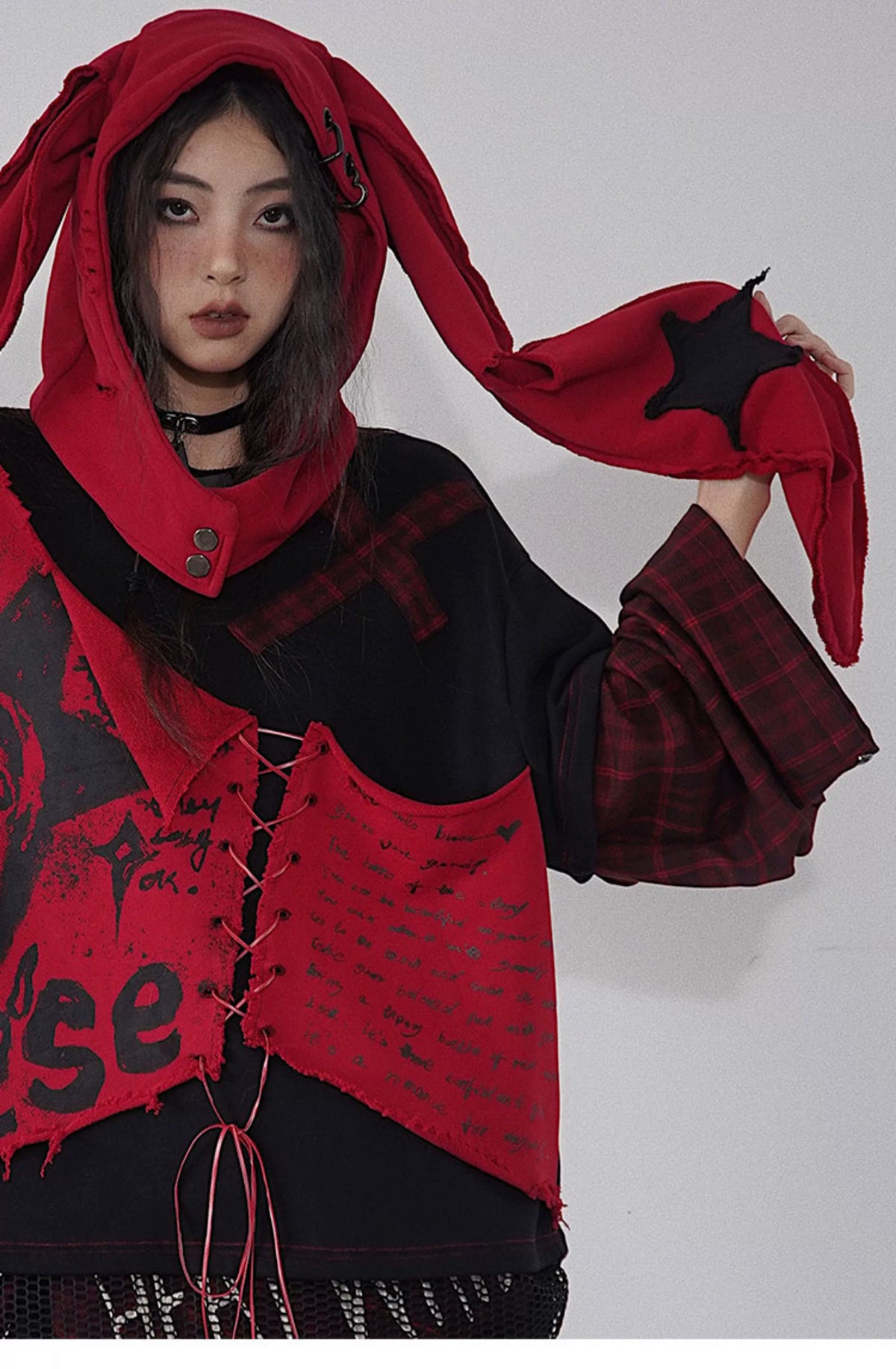 Red & Black Star Hat Scarf