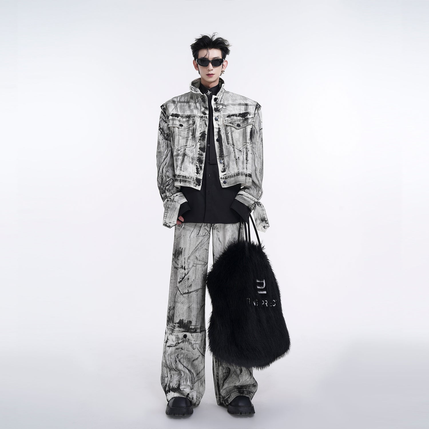 Detachable Sleeve Denim Jacket & Detachable Hem Wide-Leg Denim Jeans Setup