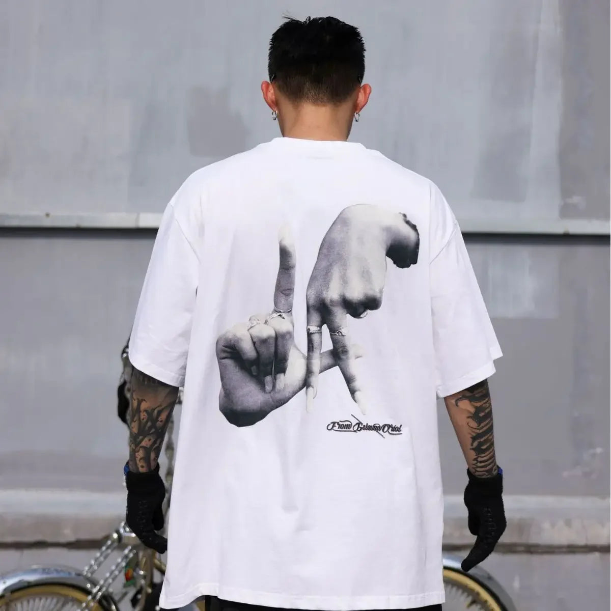 Hand Gesture Graphic Printed T-shirt