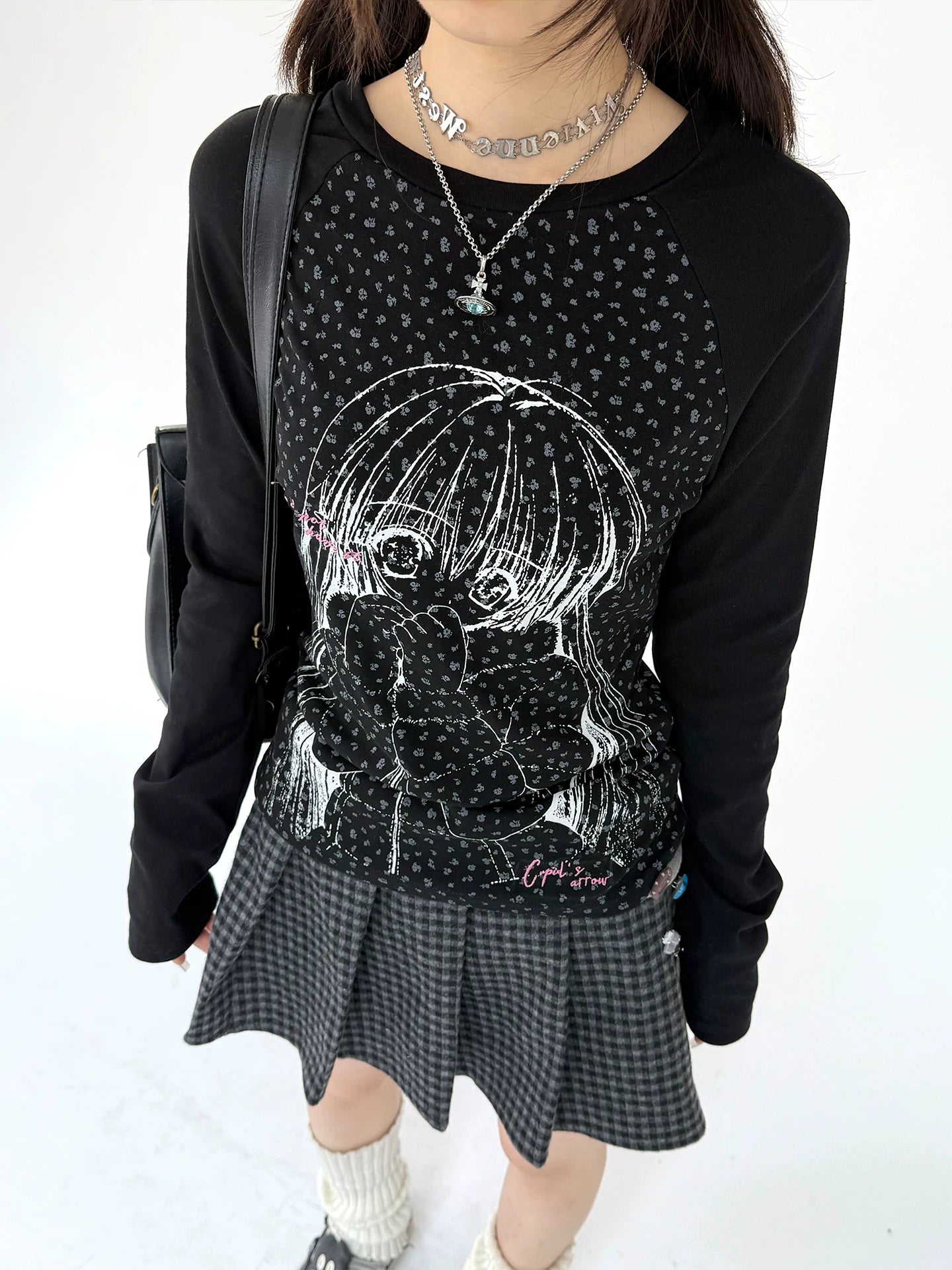 Graphic Speckled Print Long Sleeve T-Shirt