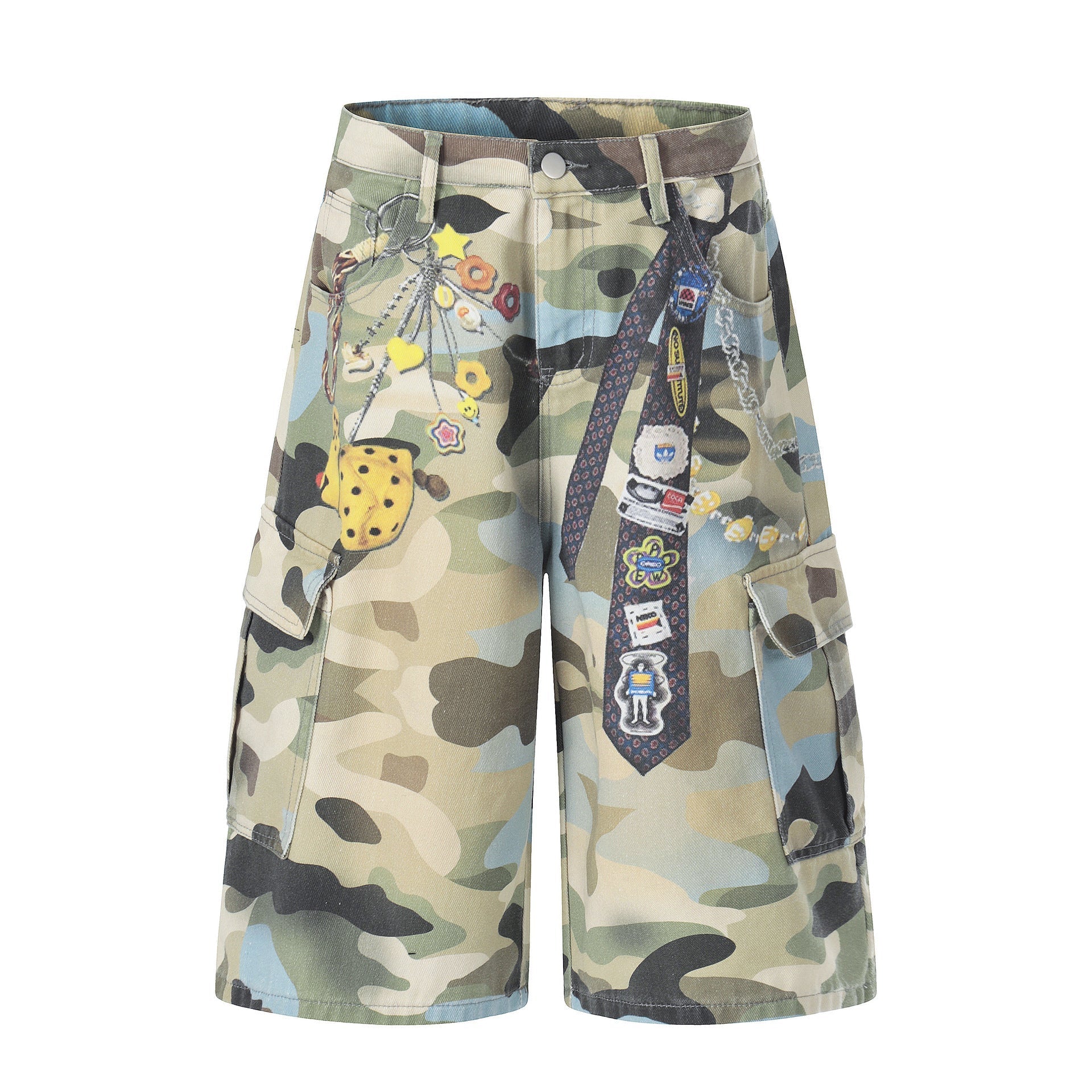 Camouflage Chain Charm Cropped Jort