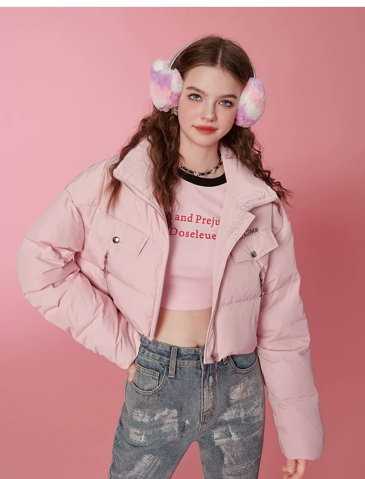 Ensemble veste courte légère en duvet de canard blanc et jupe