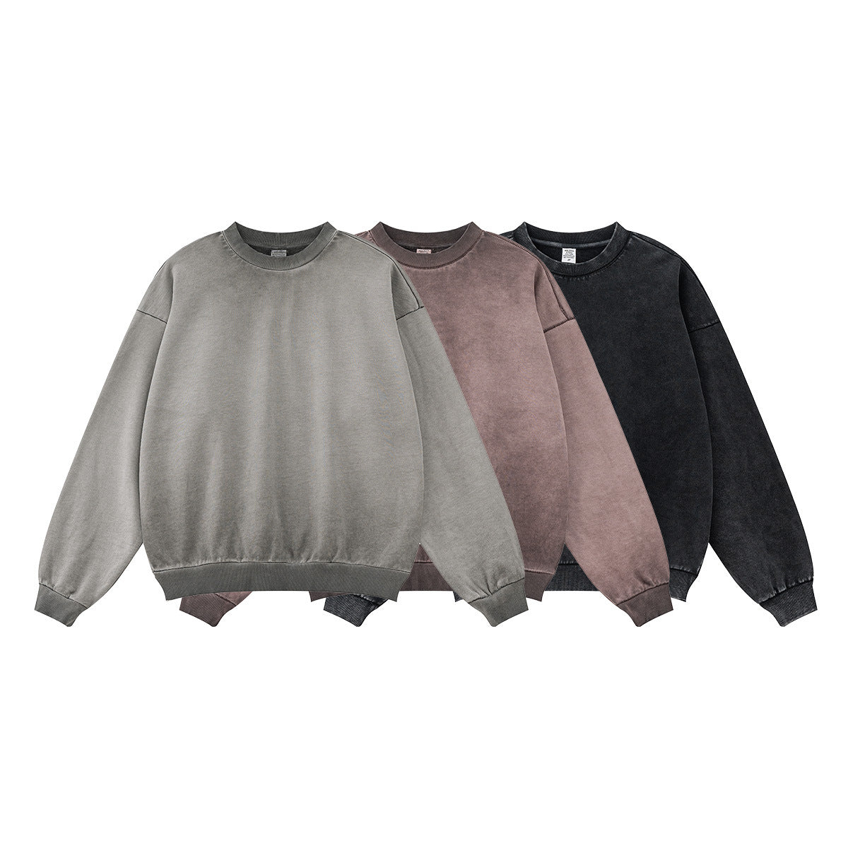Washed Basic Round Neck Sweatshirt