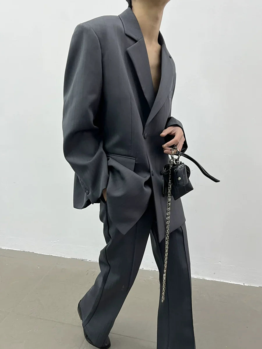 Stripe Double Breast Tailored Jacket & Flare Trousers Setup