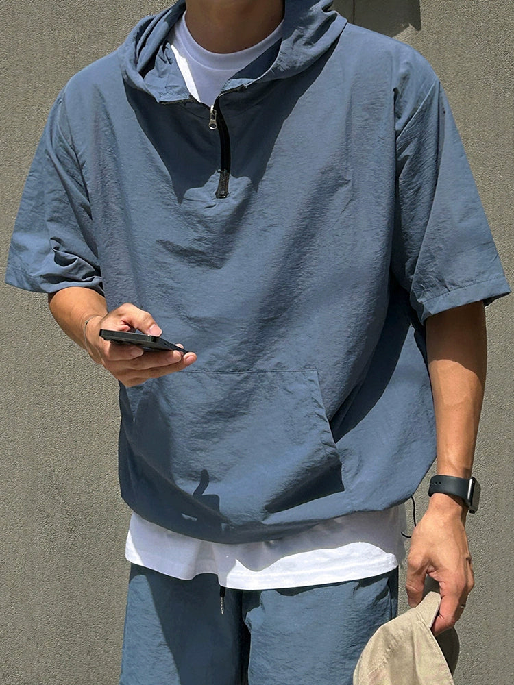 Quick-Dry Short Sleeve Hoodied T-shirt & Straight Short Setup