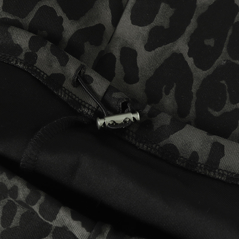 Leopard Print Sporty Drapey Wide Leg Pants