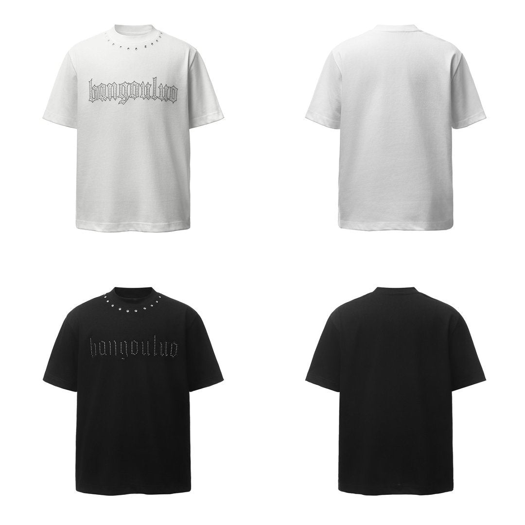 Letter Rhinestone Oversize Short Sleeve T-Shirt