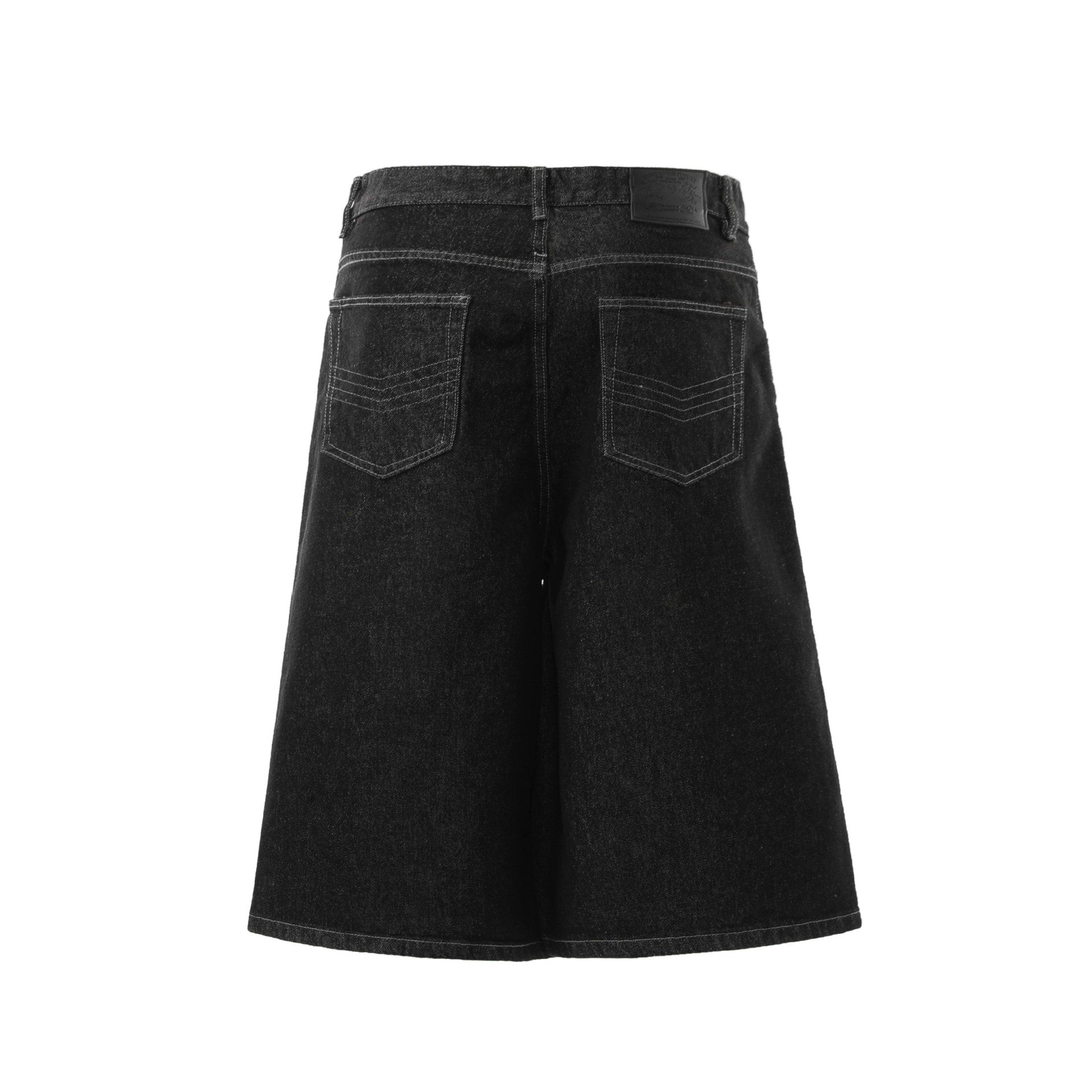 Raw Asymmetrical Button Denim Jort