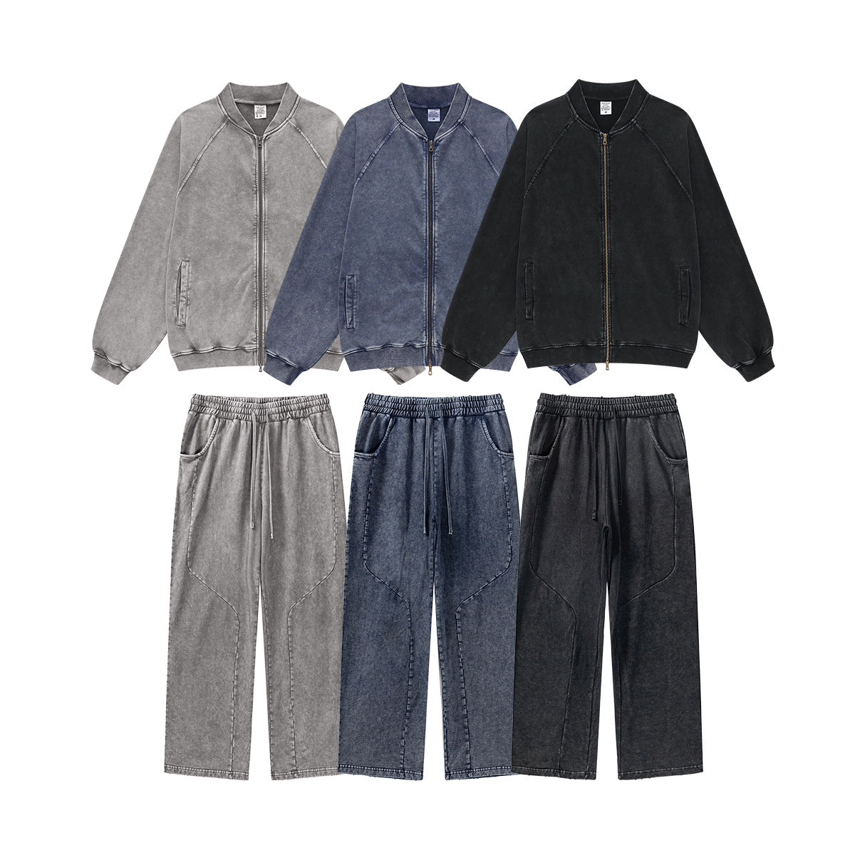 Zipper Jacket & Straight Pants Setup