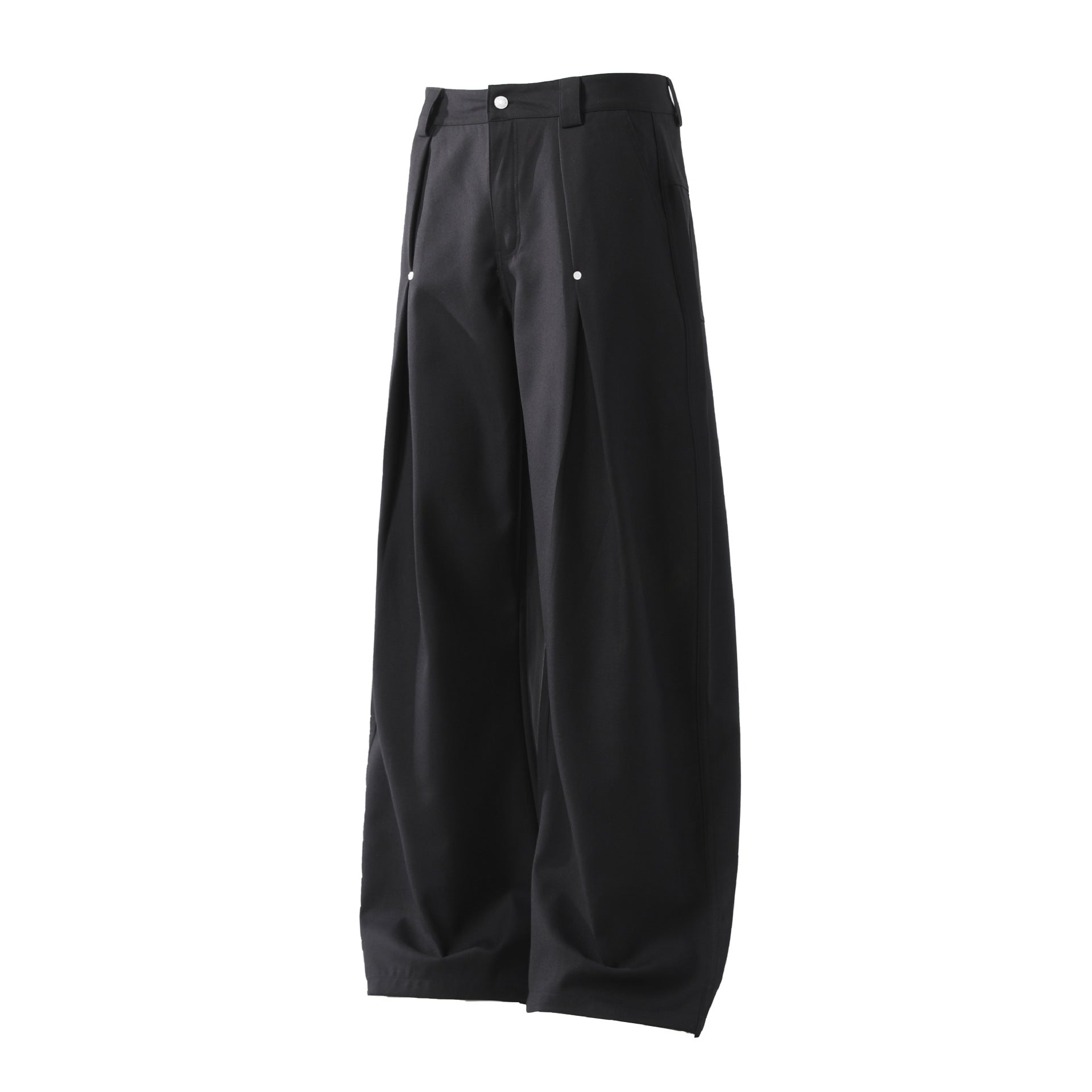 Pleats Wide Leg Curved Trousers