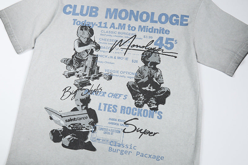 Washed Graphic Letter Print Short Sleeve T-Shirt