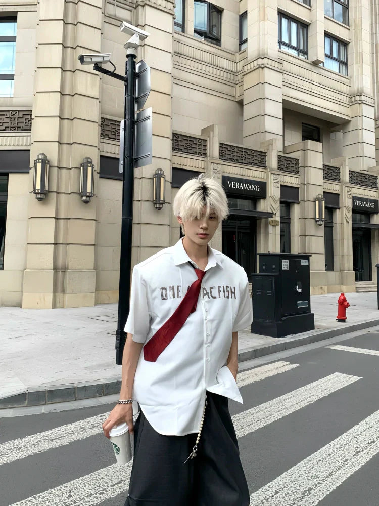 Letter Print Design Short Sleeve Shirt