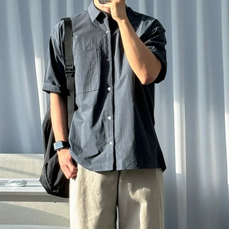 Solid Color Oversize Short Sleeve Shirt
