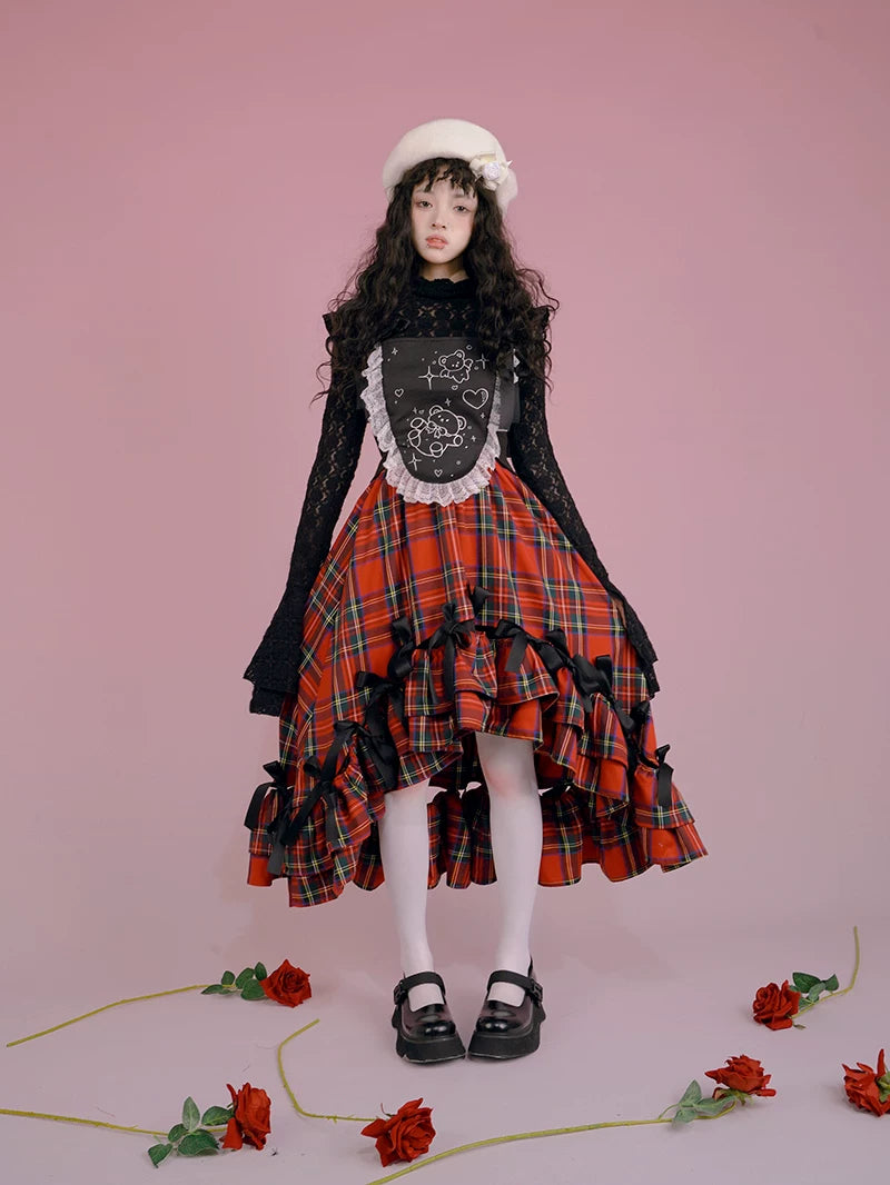 Irregular Bow Elastic Waist Long Skirt