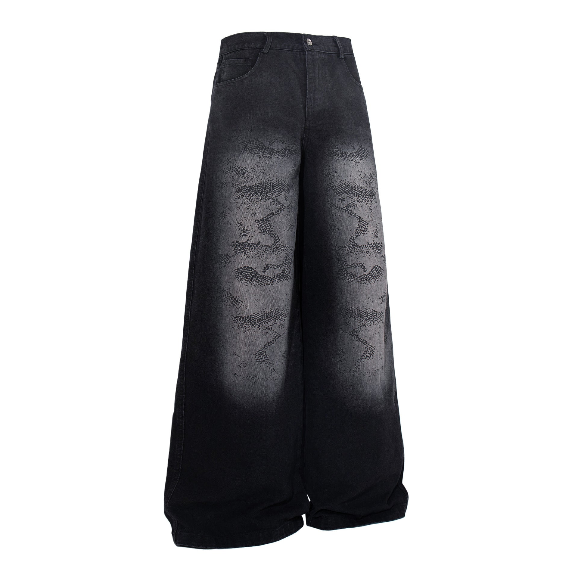 Washed Tribal Fade Wide Leg Denim Jeans