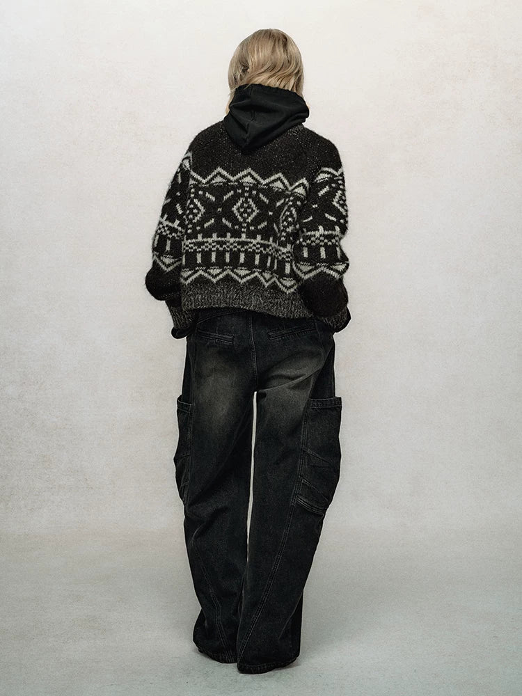 Fair Isle Jacquard Knit Cardigan