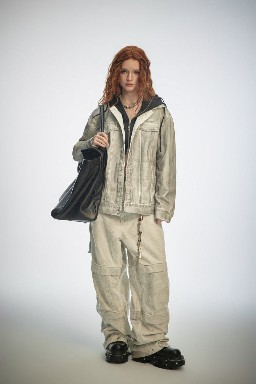 Retro Distressed Denim Work Jacket