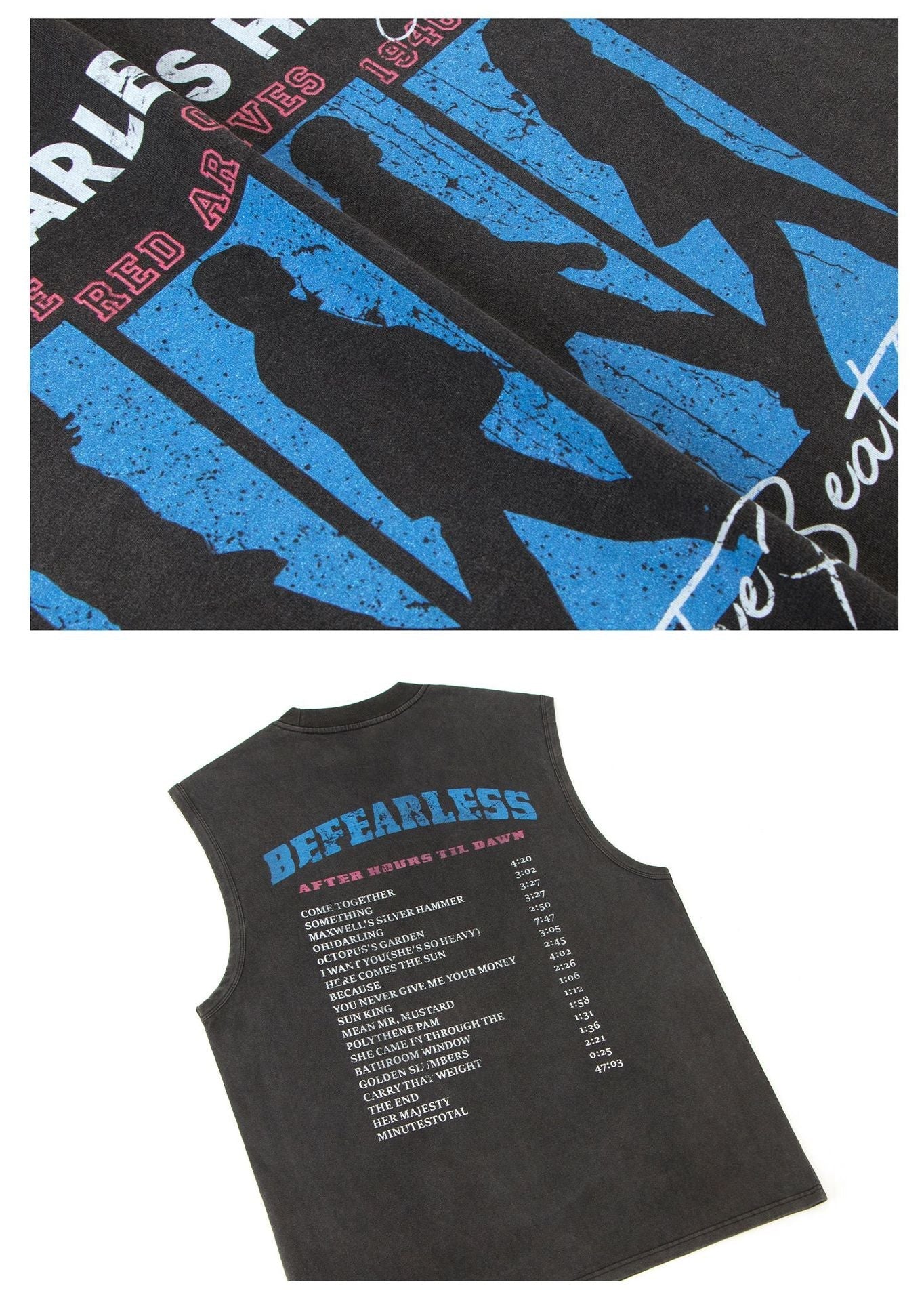 Washed Graphic Letter Sleeveless T-Shirt