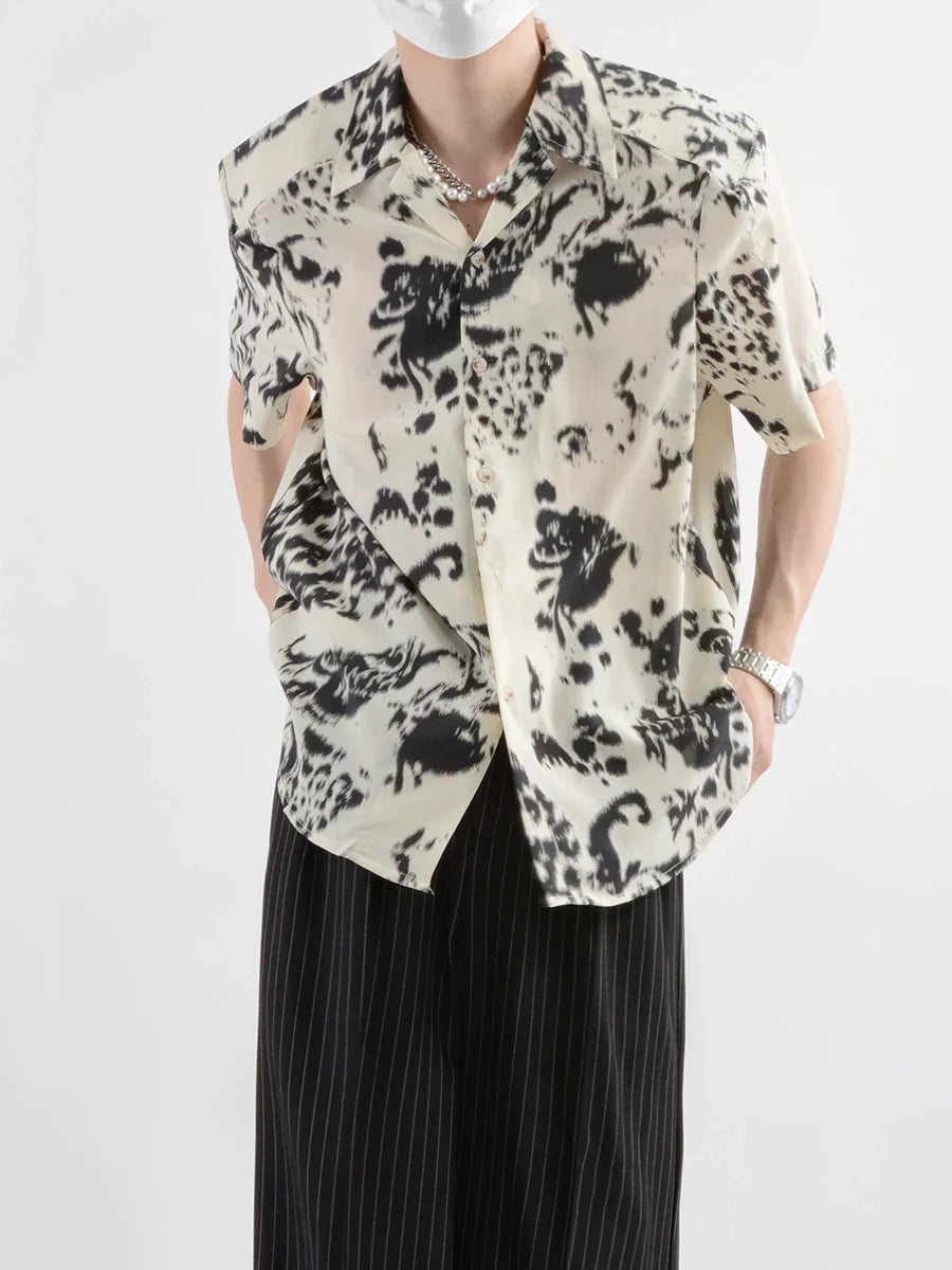 Floral Print Oversize Short Sleeve Shirt