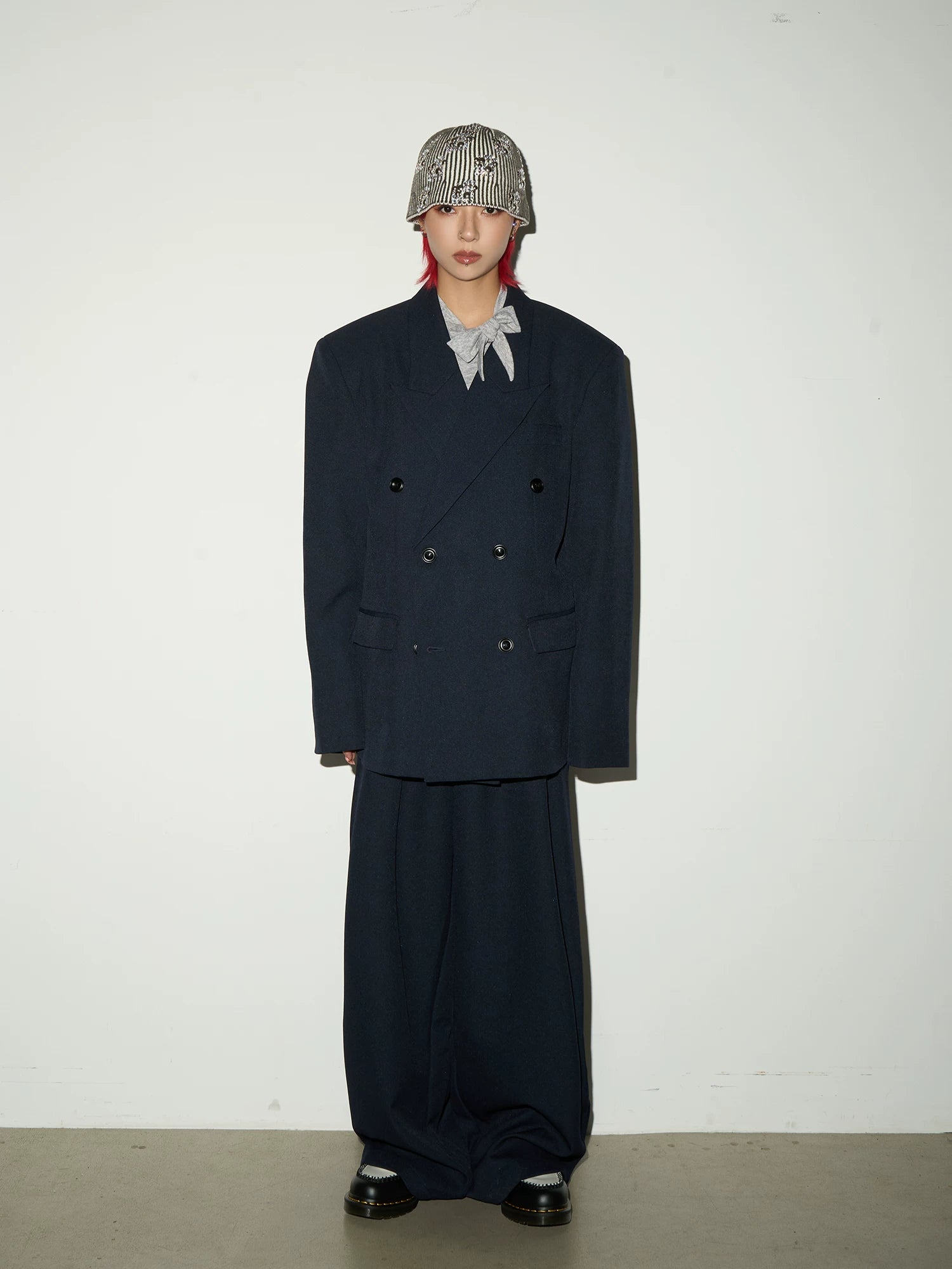 Daisy Brooch Double-Breasted Tailored Jacket & Straight Trousers Setup