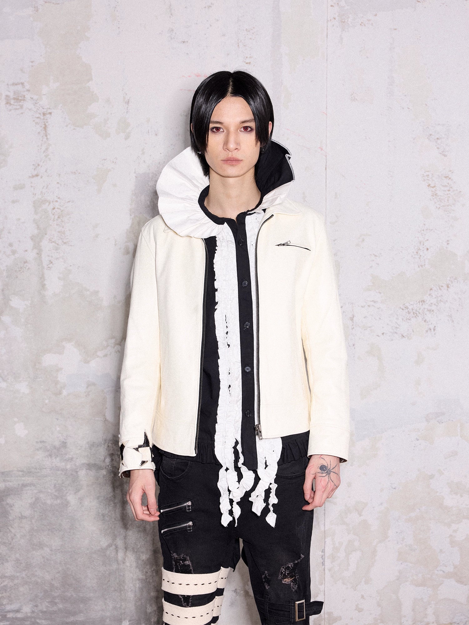 3D Cut Collar Oversize Long Sleeve Shirt