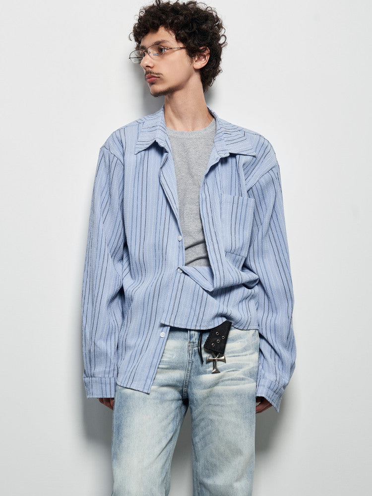 Camicia a maniche lunghe oversize a righe
