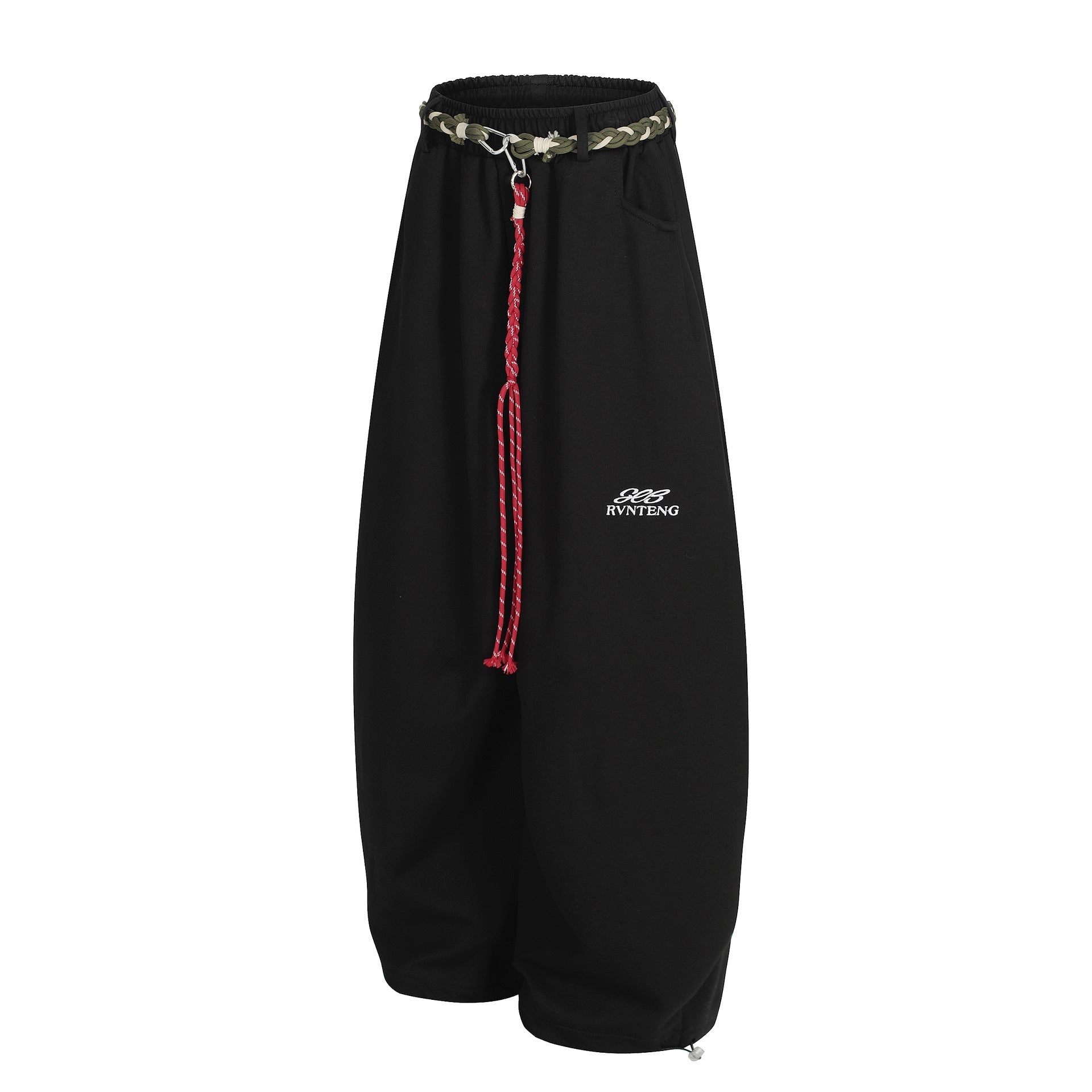 Rope Drawstring Curved Wide Leg Sweatpants