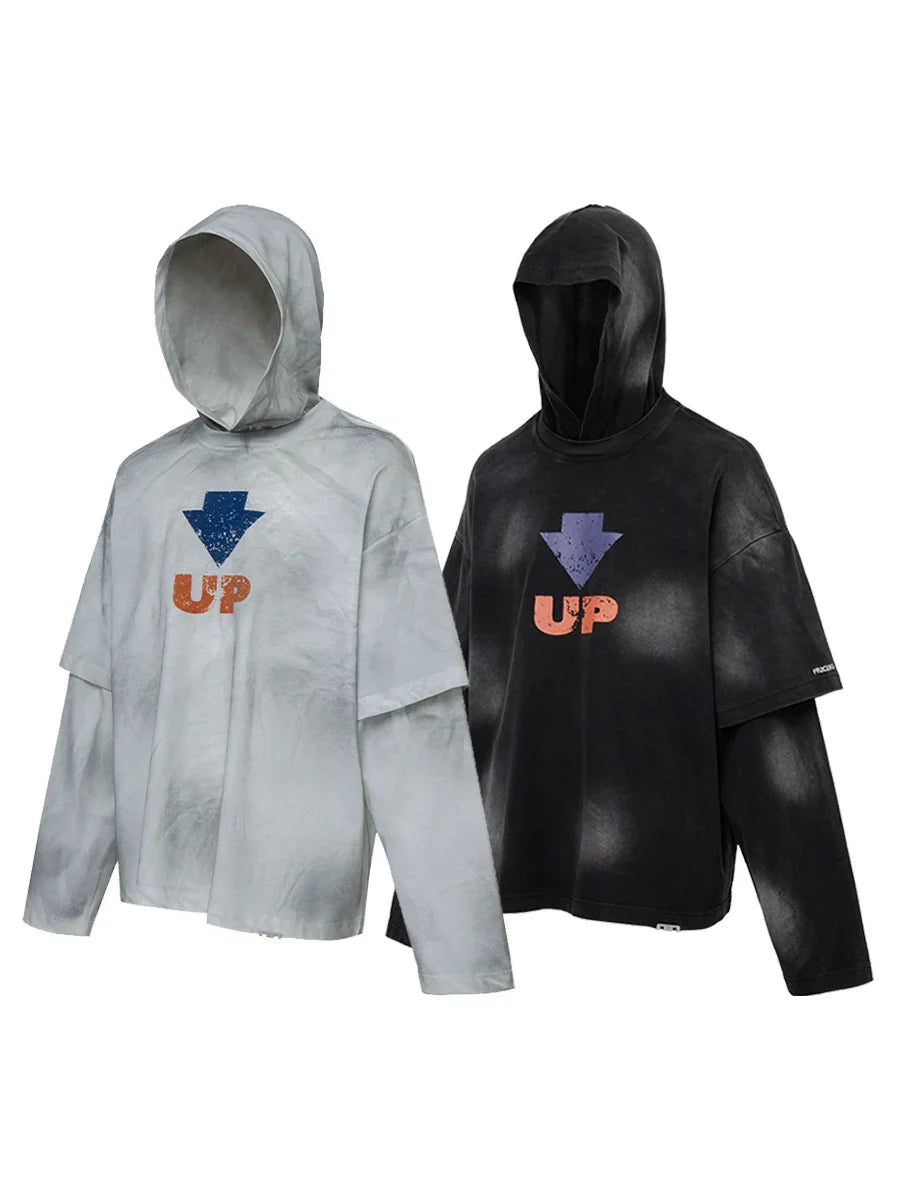 Fake Layered Oversize Graphic Hoodie