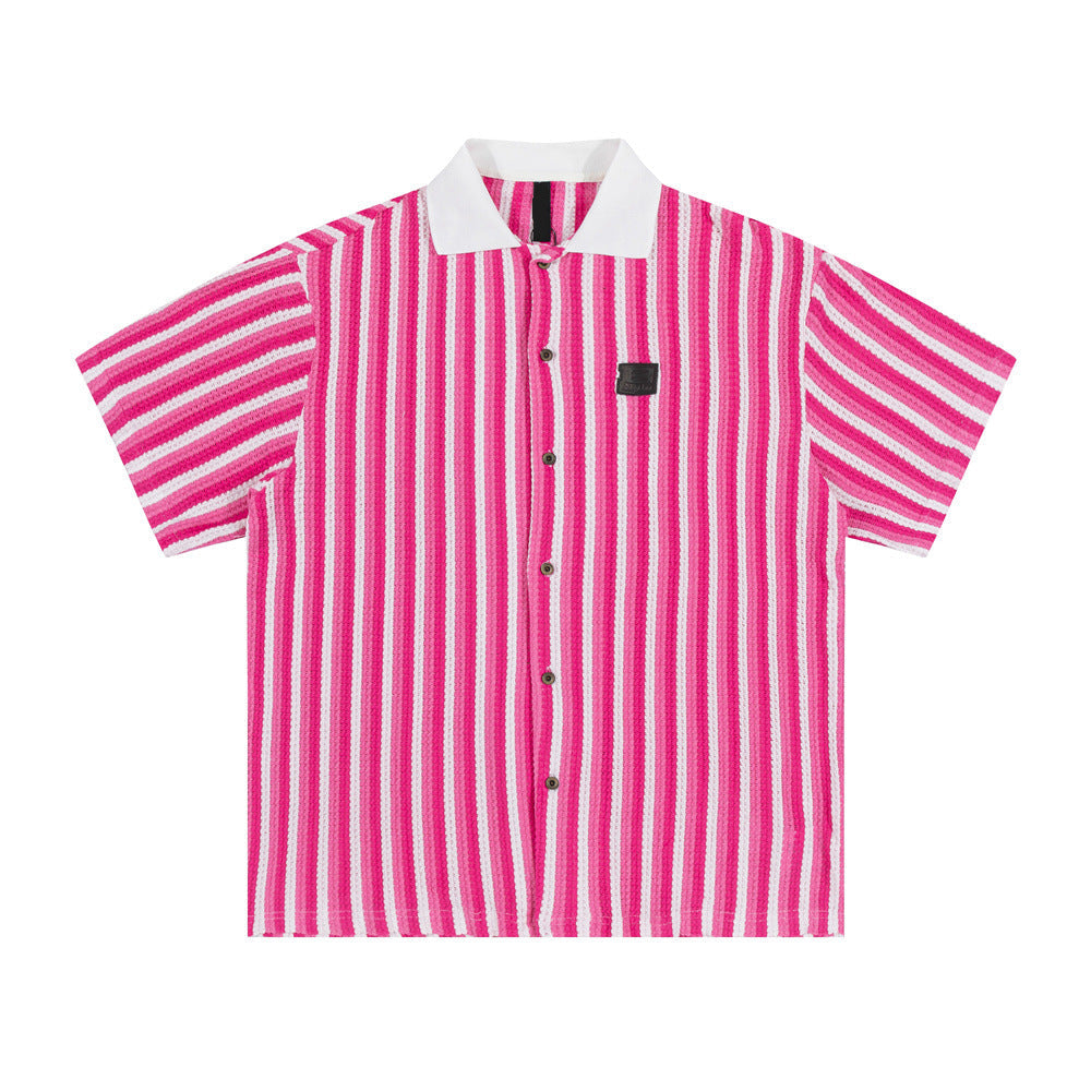 Vertical Stripe Knit Shirt - MADXMARX