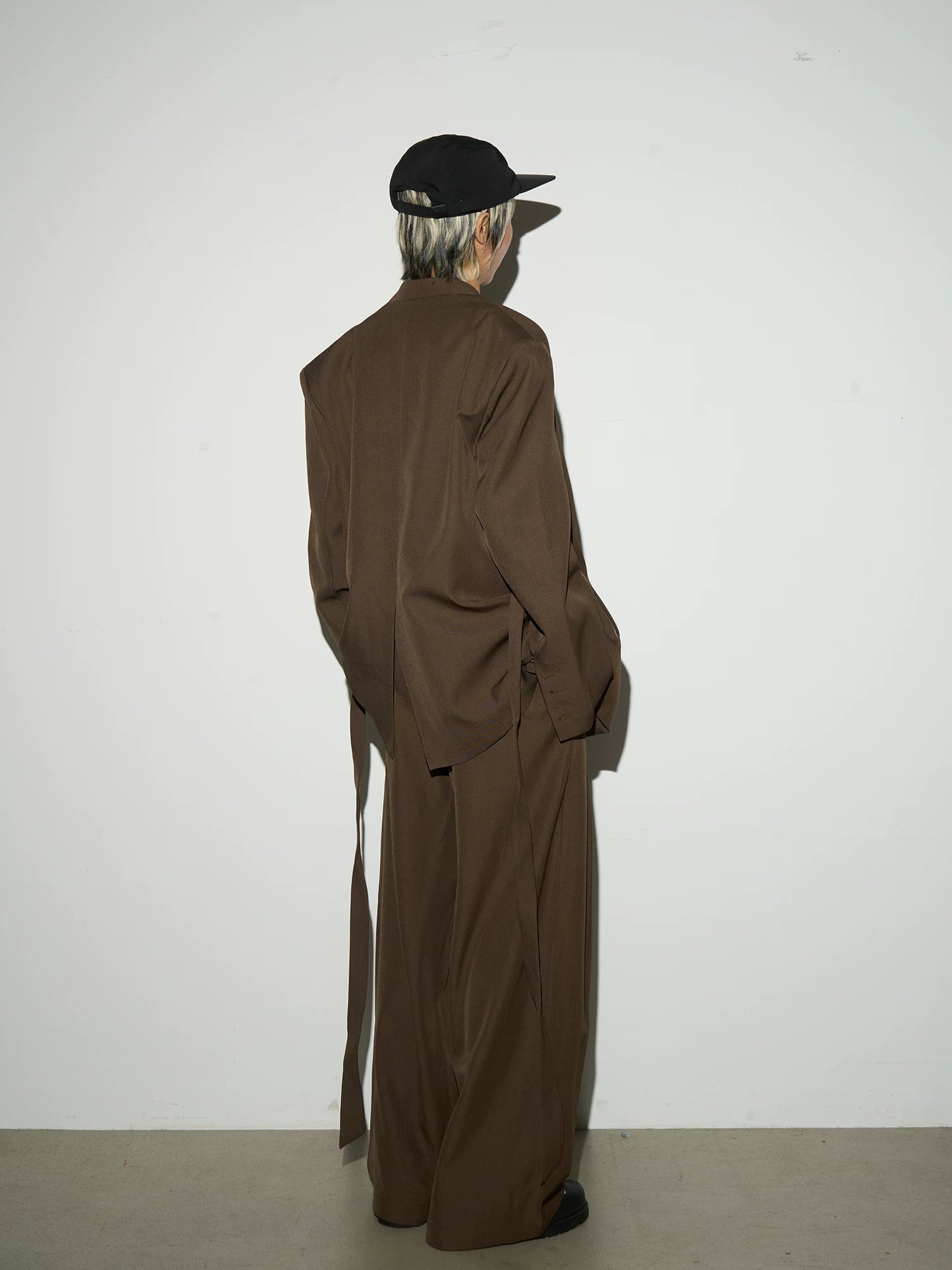 Wrap Tie Waist Tailored Jacket & Wide Leg Trousers Setup